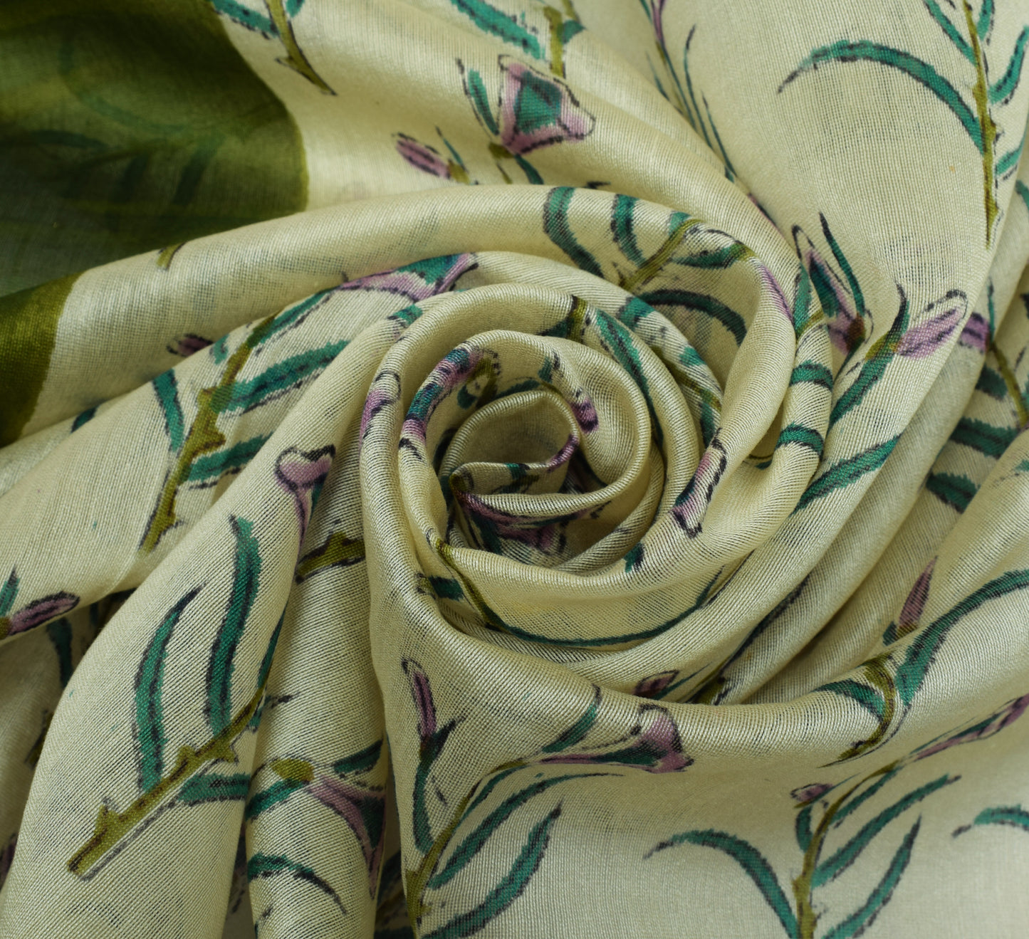 Sushila Vintage Cream Indian Dupatta Pure Cotton Hand Printed  Long Stole Hijab