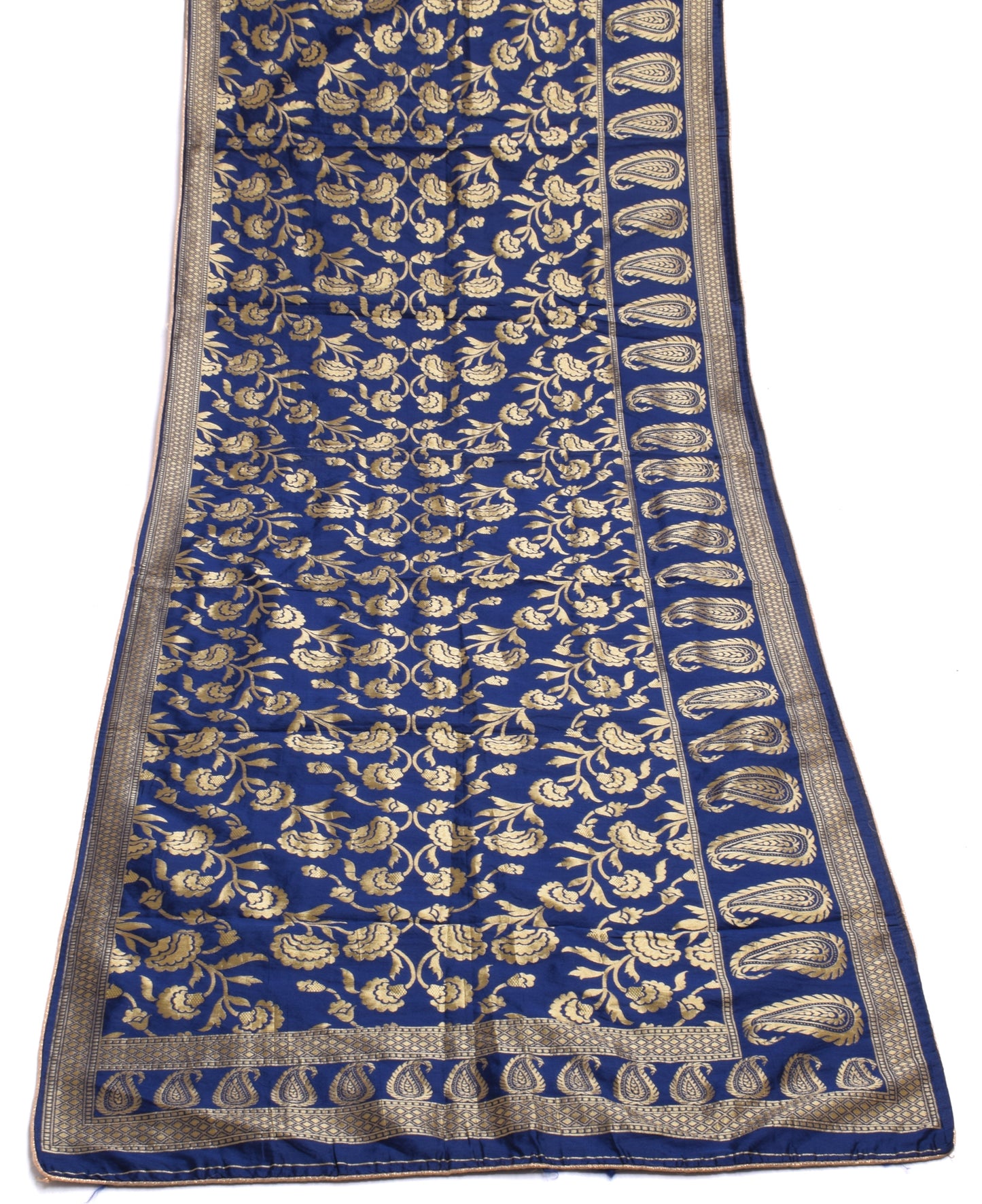 Sushila Vintage Blue Indian Dupatta Blend Silk Zari Woven Long Stole Hijab Veil