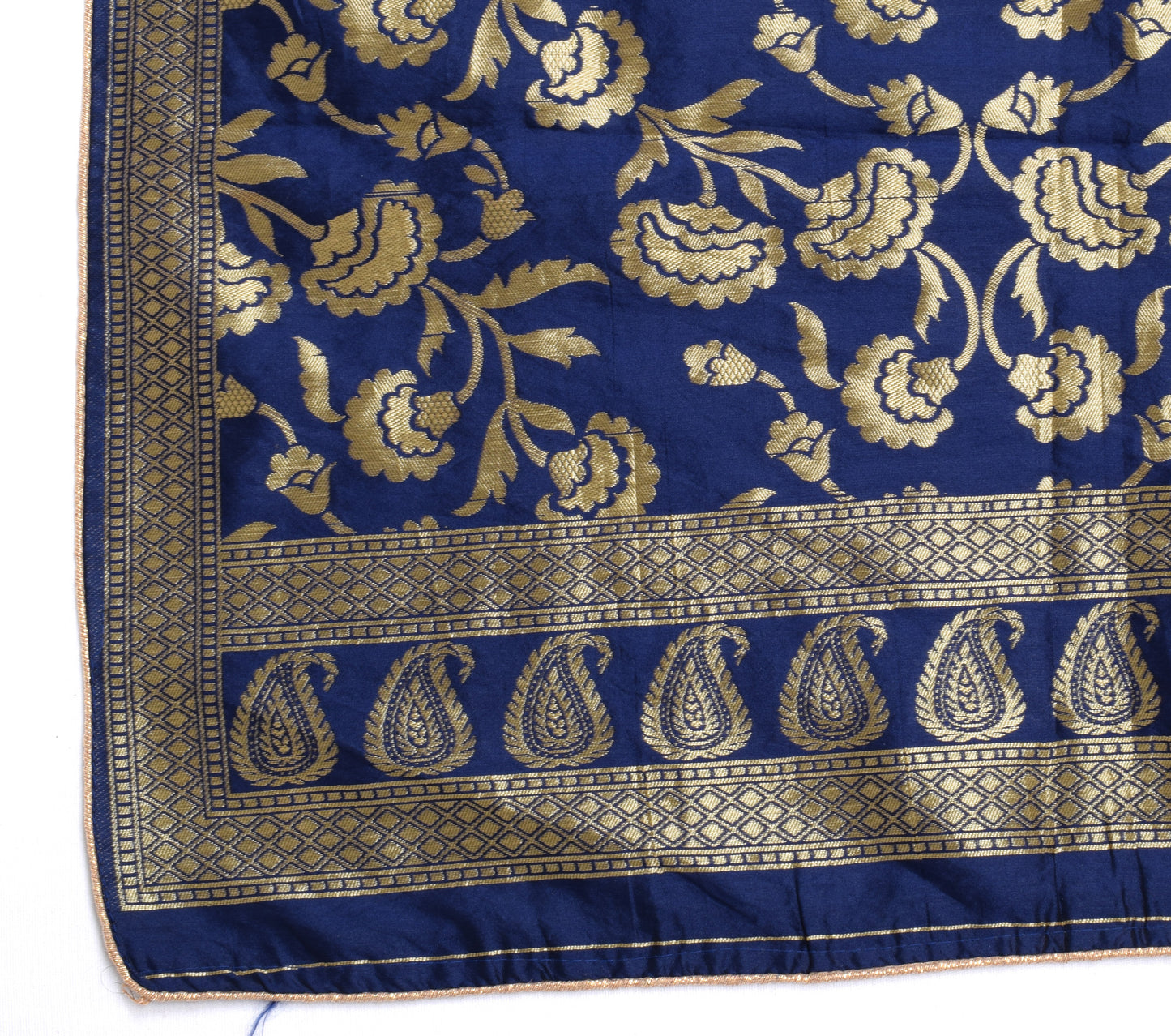 Sushila Vintage Blue Indian Dupatta Blend Silk Zari Woven Long Stole Hijab Veil