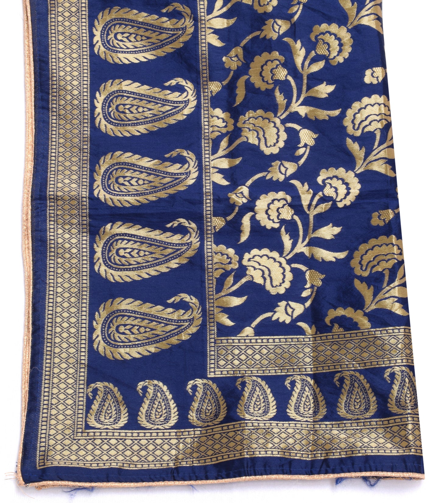 Sushila Vintage Blue Indian Dupatta Blend Silk Zari Woven Long Stole Hijab Veil