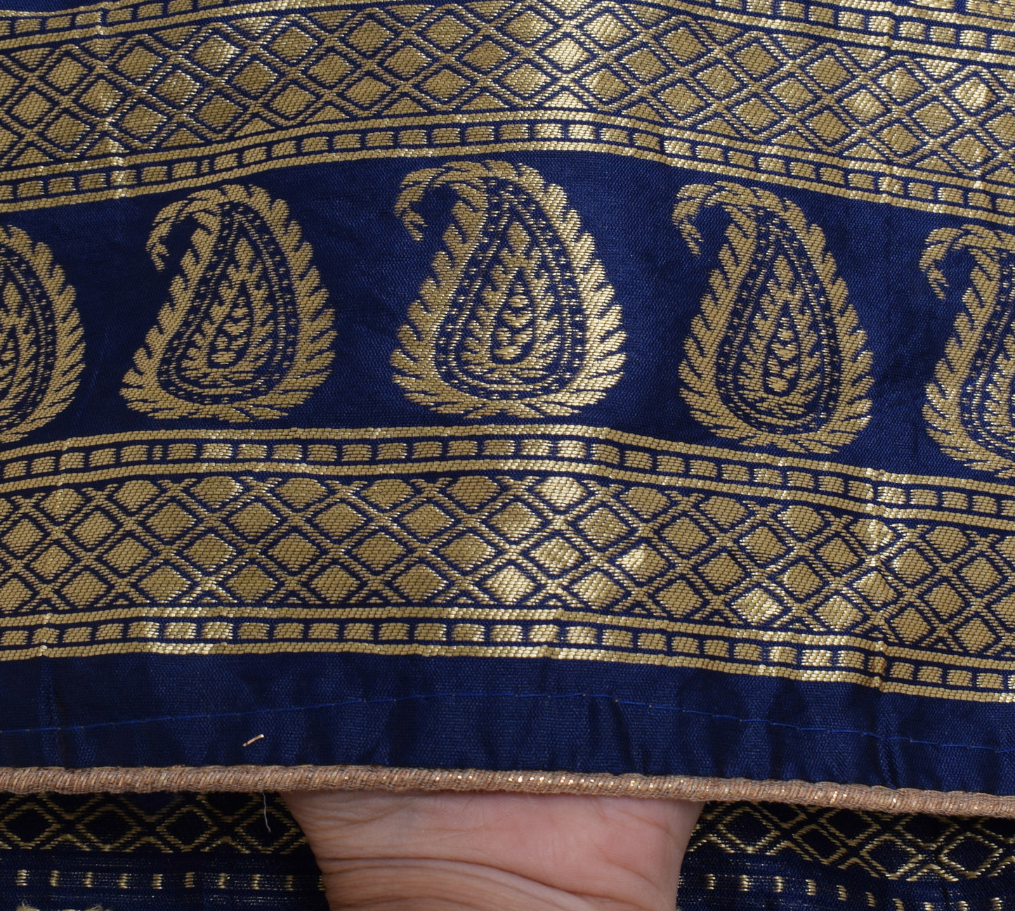 Sushila Vintage Blue Indian Dupatta Blend Silk Zari Woven Long Stole Hijab Veil
