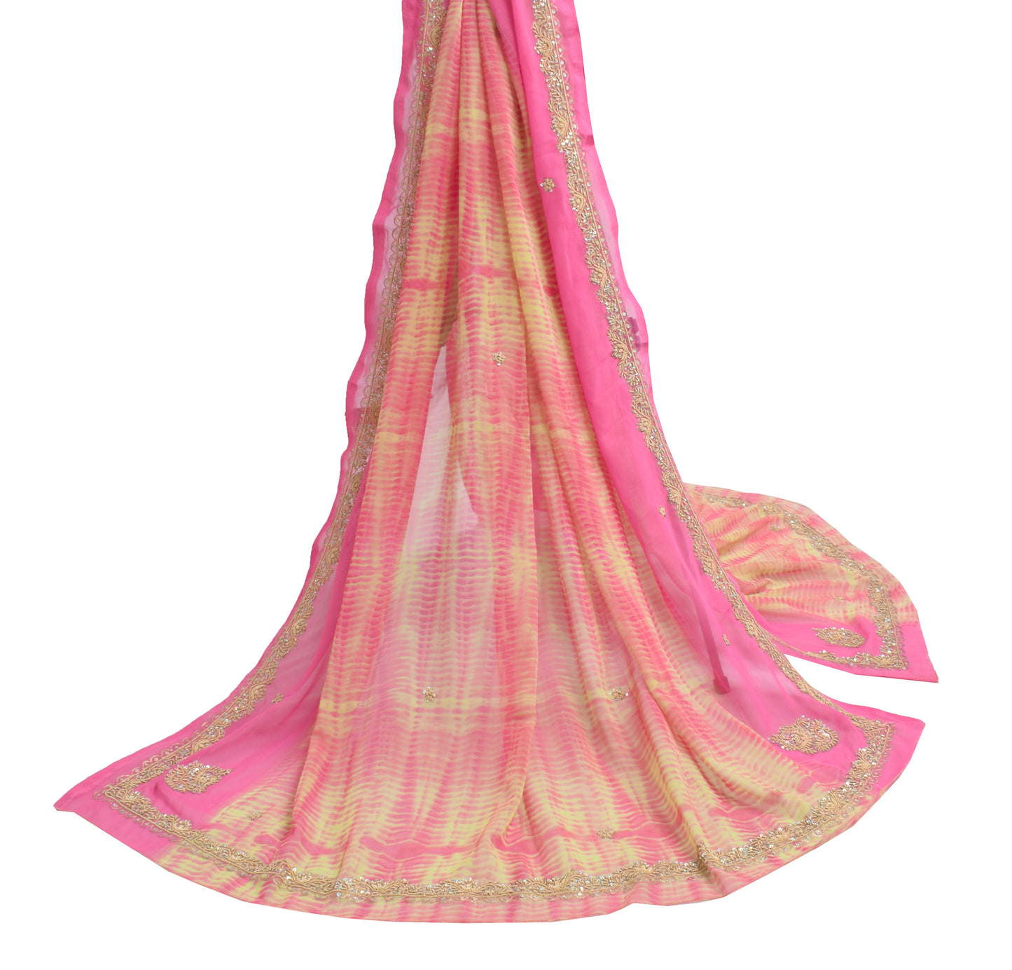 Sushila Vintage Indian Dupatta Blend Georgette Silk Hand Beaded  Long Stole