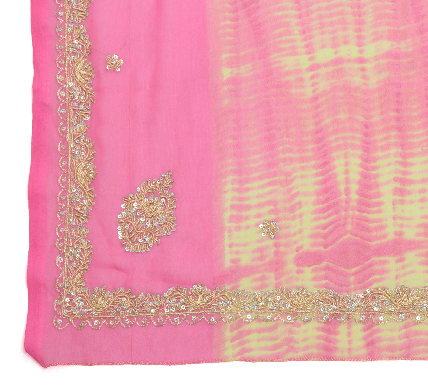 Sushila Vintage Indian Dupatta Blend Georgette Silk Hand Beaded  Long Stole