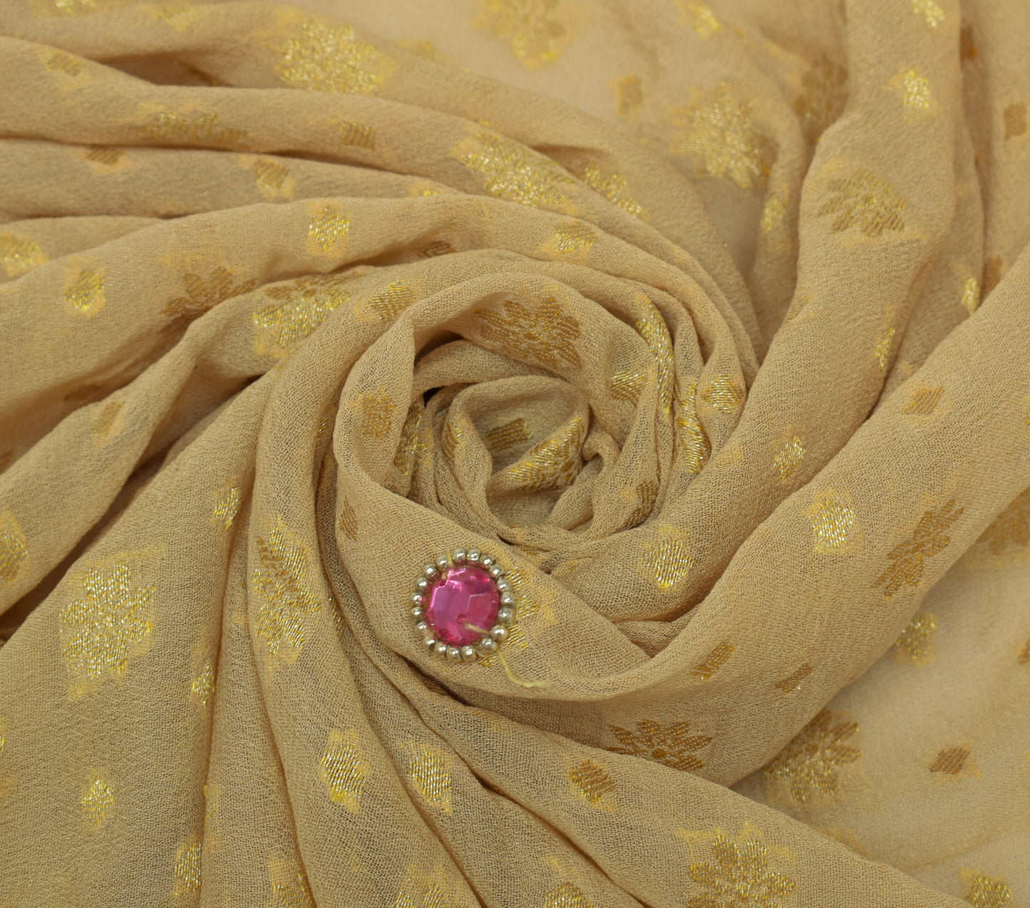 Sushila Vintage Indian Dupatta Pure Georgette Silk Hand Beaded & Woven Long Veil