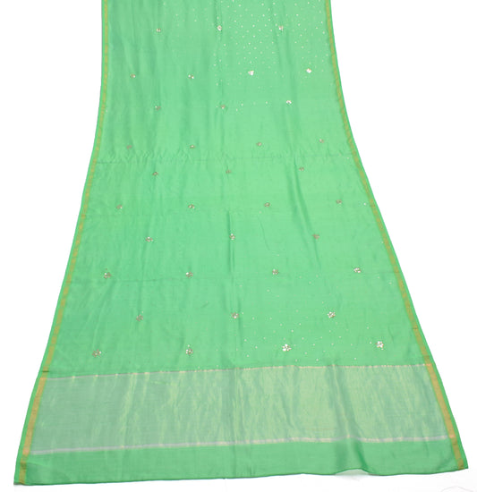 Sushila Vintage Green Dupatta Pure Cotton Muskesh Work Long Stole Hijab Scarves
