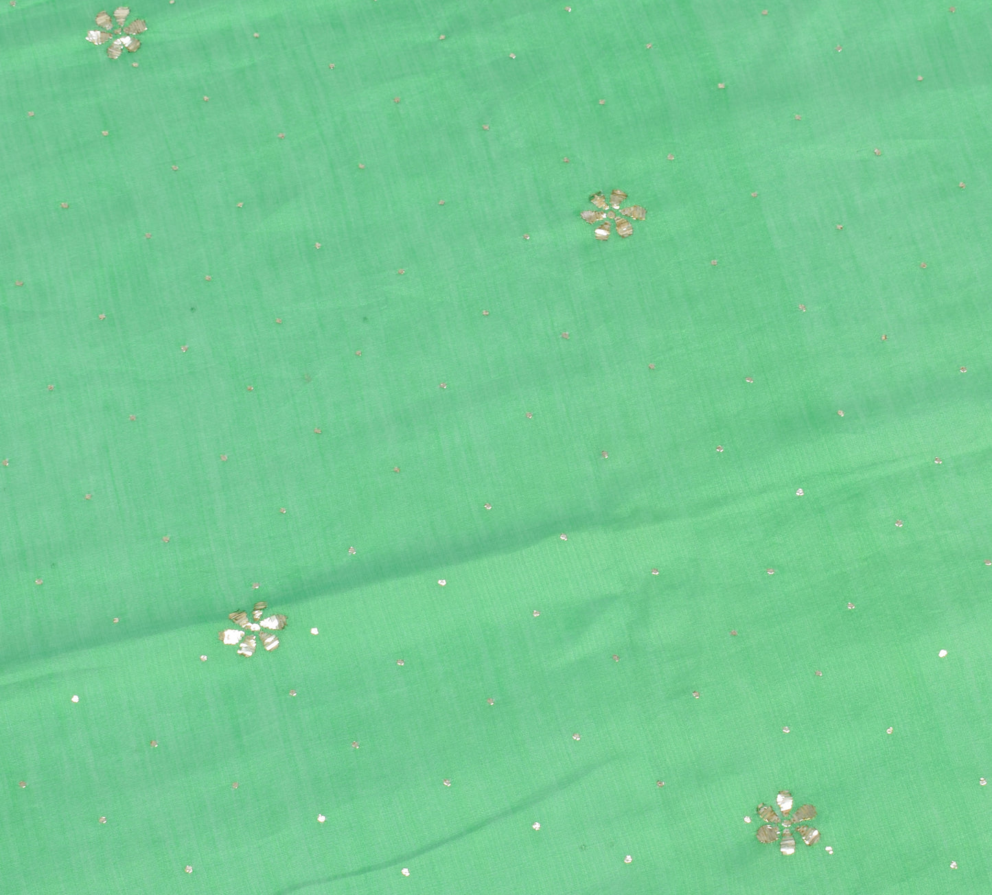 Sushila Vintage Green Dupatta Pure Cotton Muskesh Work Long Stole Hijab Scarves