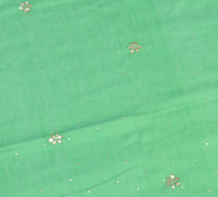Sushila Vintage Green Dupatta Pure Cotton Muskesh Work Long Stole Hijab Scarves