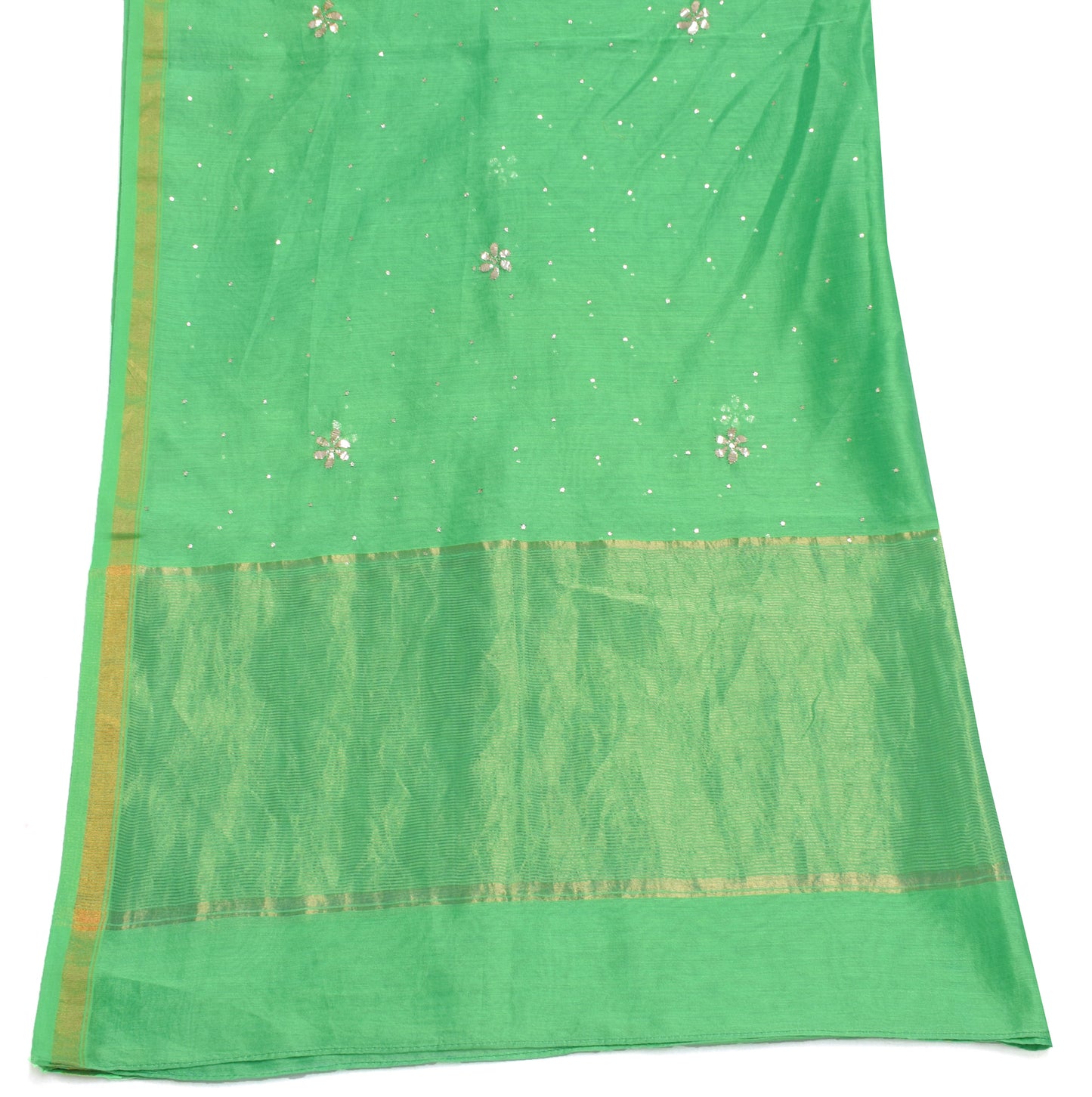 Sushila Vintage Green Dupatta Pure Cotton Muskesh Work Long Stole Hijab Scarves