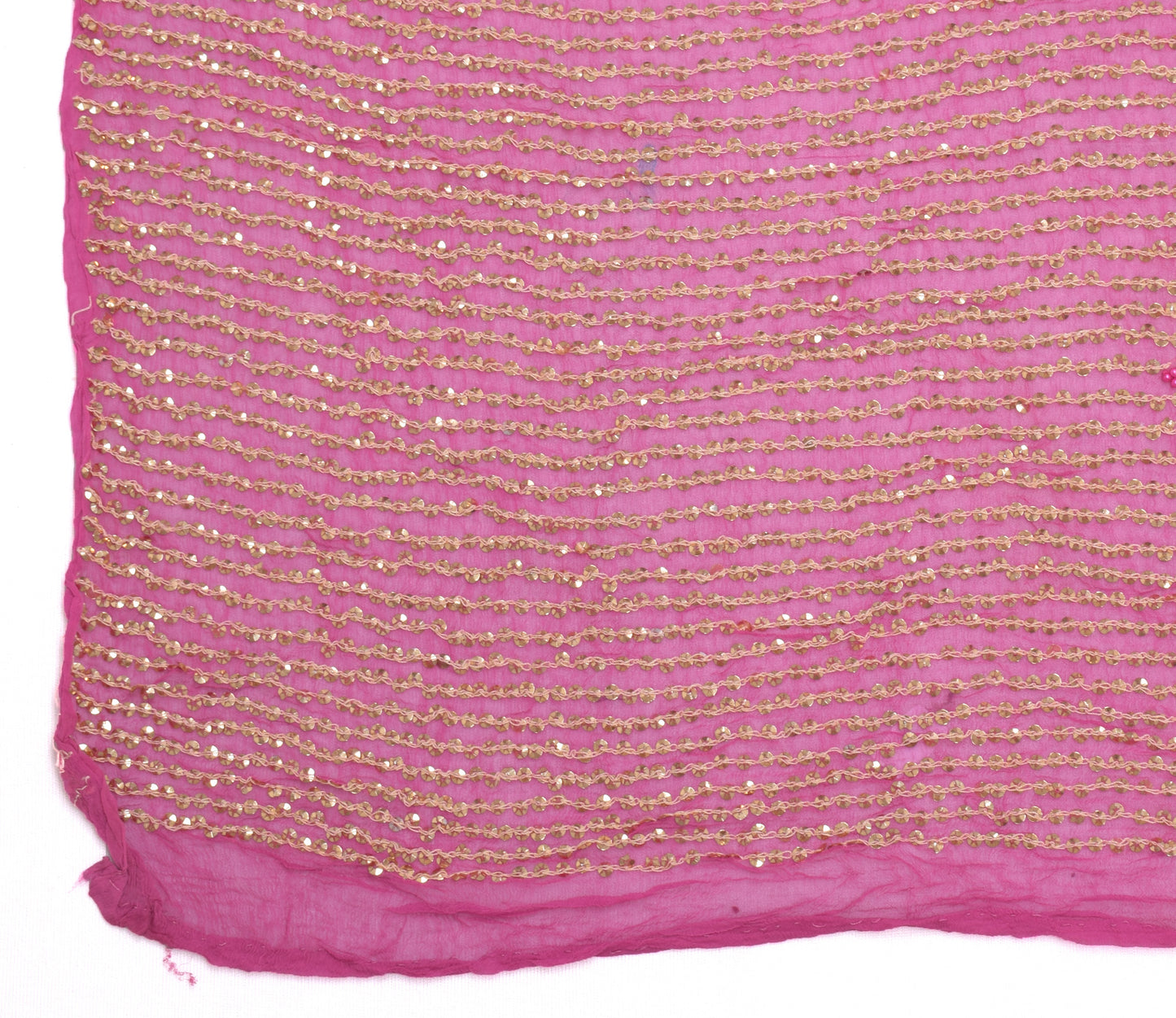 Sushila Vintage Pink Dupatta Pure Chiffon Silk Sequins Embroidered Long Stole
