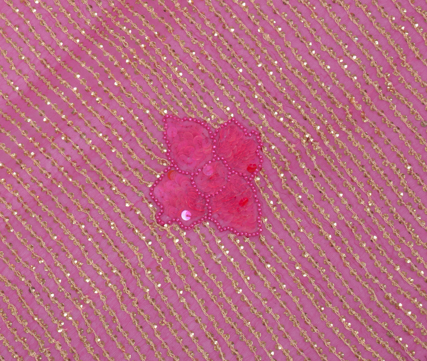 Sushila Vintage Pink Dupatta Pure Chiffon Silk Sequins Embroidered Long Stole