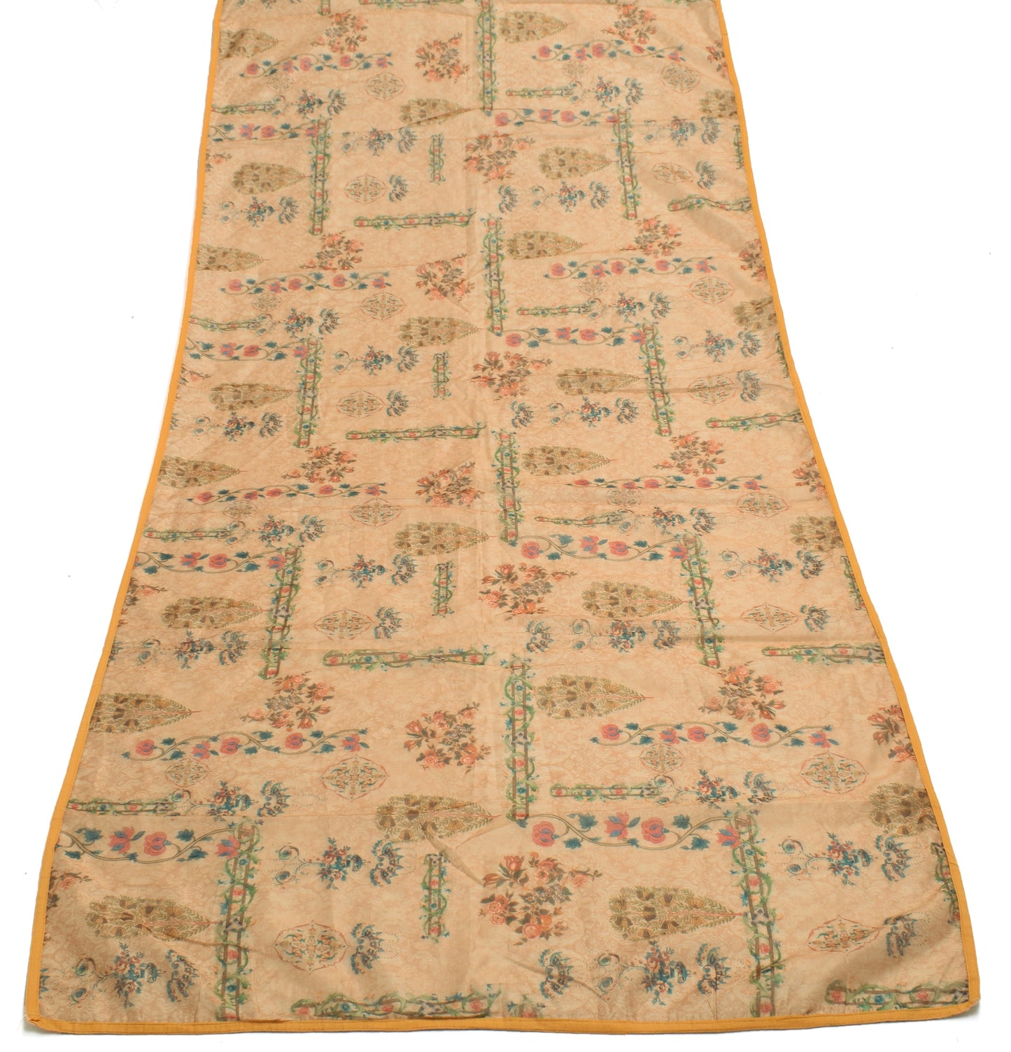 Sushila Vintage Light Brown Indian Dupatta Blend Silk Printed Long Stole Hijab