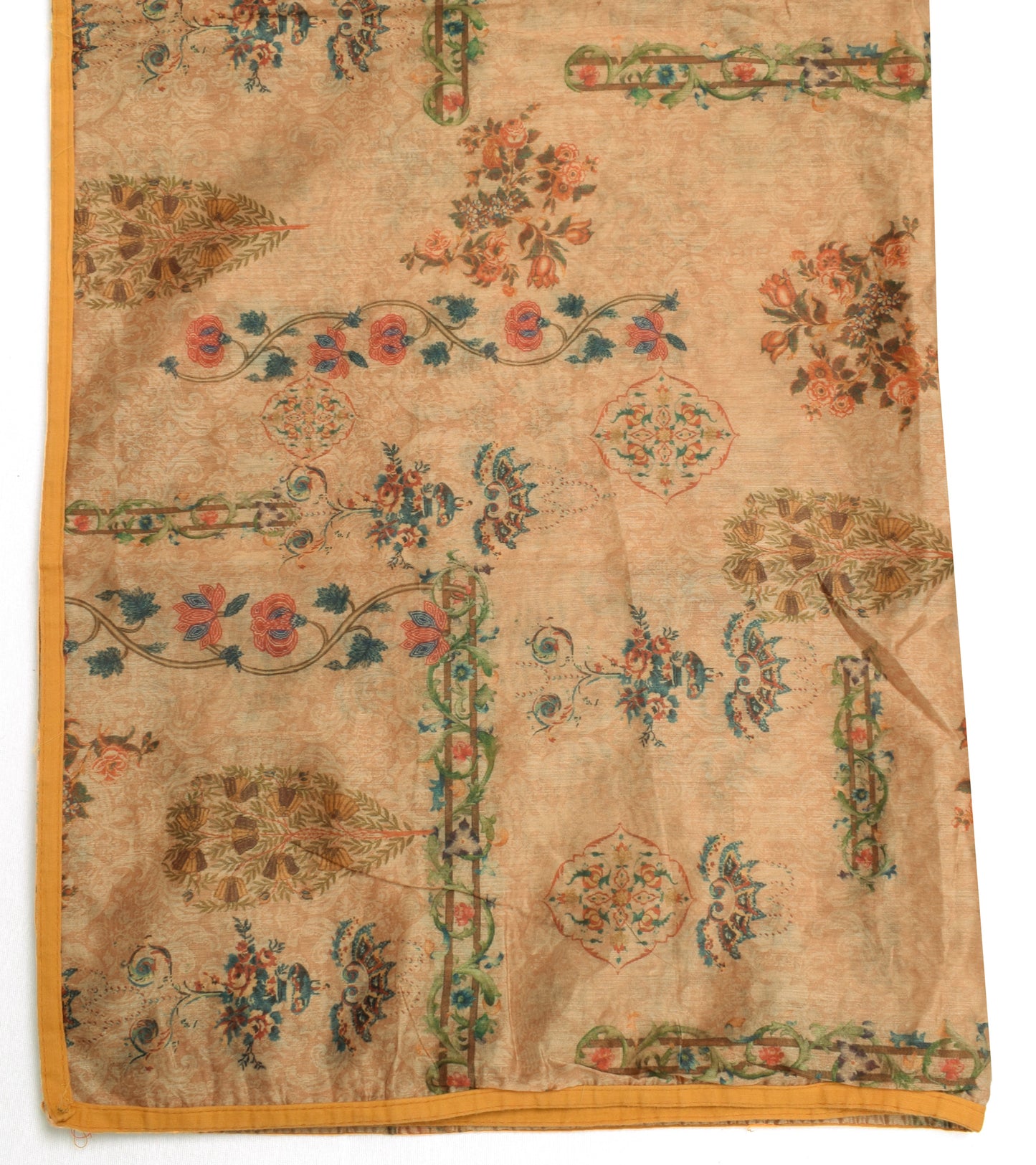 Sushila Vintage Light Brown Indian Dupatta Blend Silk Printed Long Stole Hijab