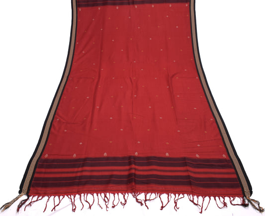 Sushila Vintage Maroon Indian Dupatta Pure Cotton Hand Embroidered Long Stole