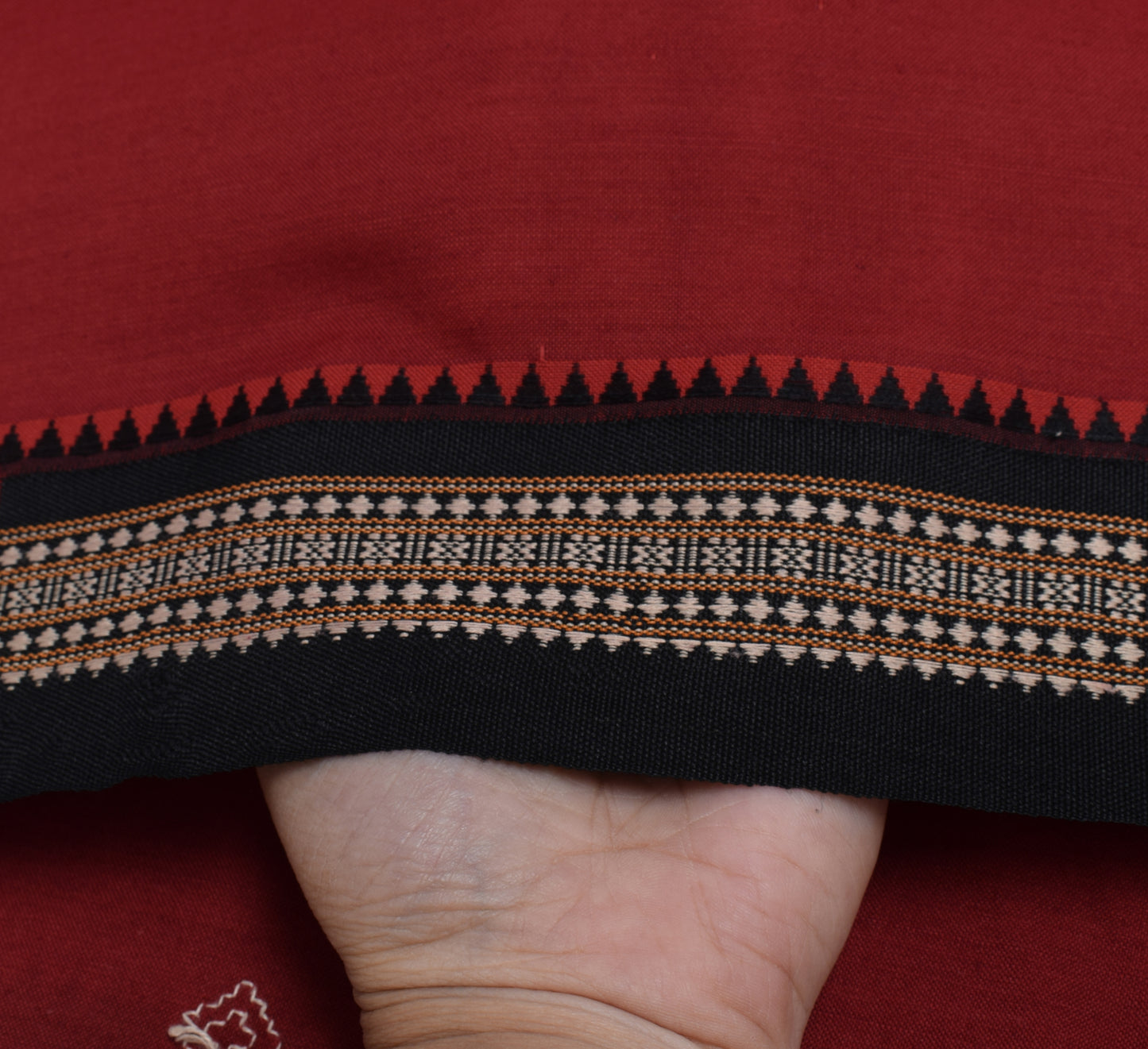 Sushila Vintage Maroon Indian Dupatta Pure Cotton Hand Embroidered Long Stole