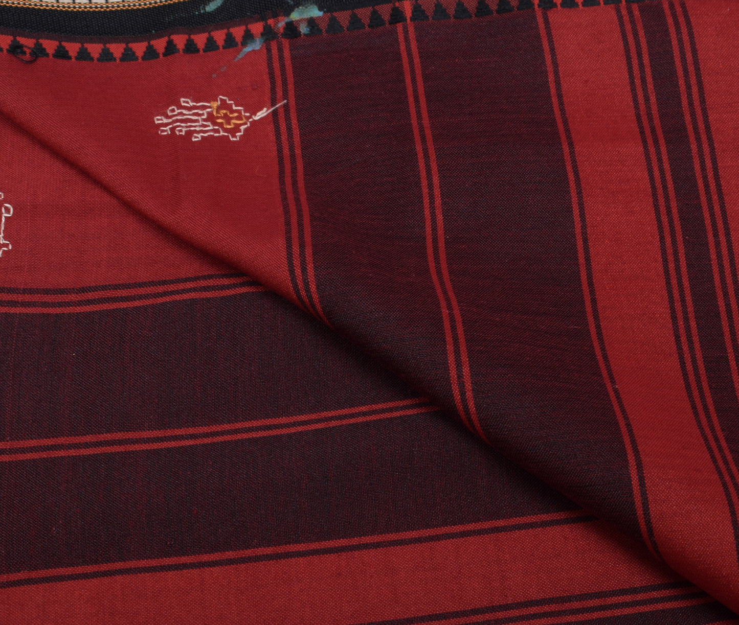 Sushila Vintage Maroon Indian Dupatta Pure Cotton Hand Embroidered Long Stole