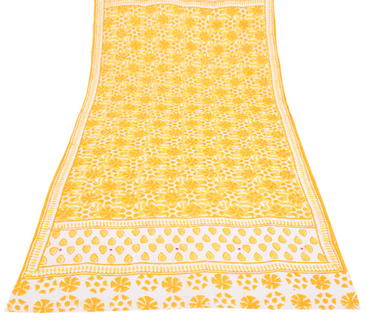 Sushila Vintage White Indian Dupatta Pure Cotton Printed Long Stole Hijab