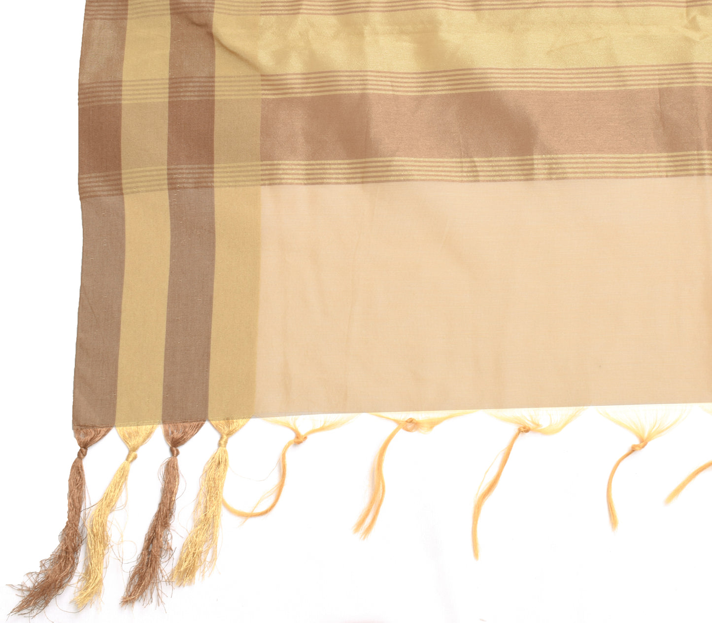 Sushila Vintage Beige Indian Dupatta Blend Silk Woven Long Stole Hijab Scarves
