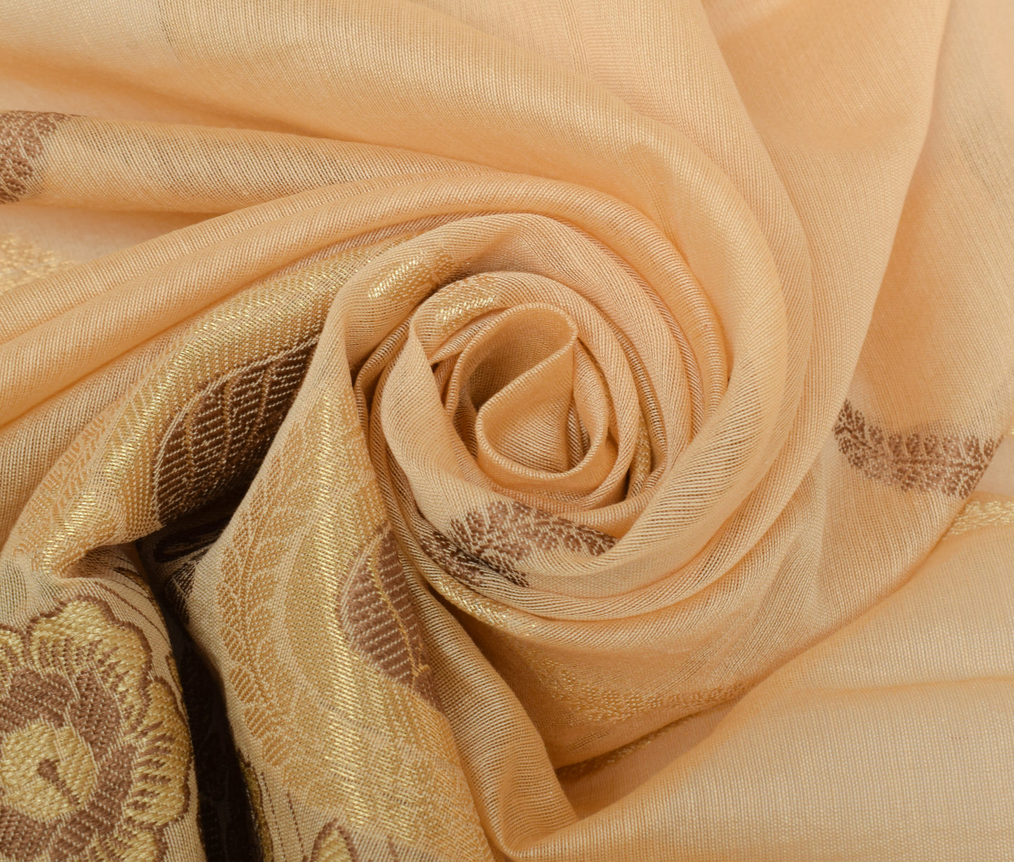 Sushila Vintage Beige Indian Dupatta Blend Silk Woven Long Stole Hijab Scarves