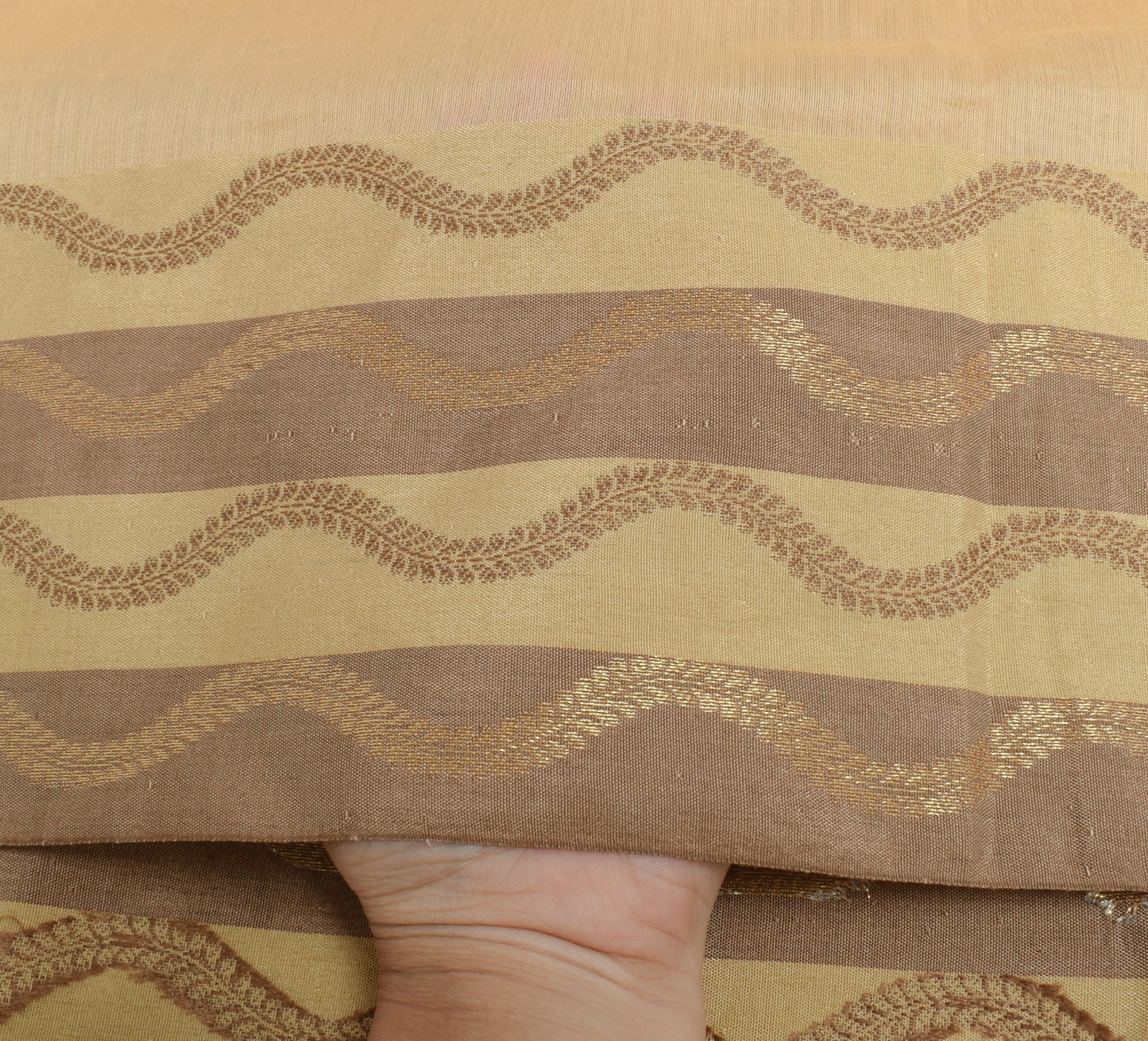 Sushila Vintage Beige Indian Dupatta Blend Silk Woven Long Stole Hijab Scarves