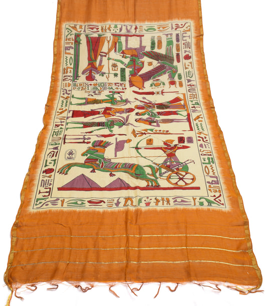 Sushila Vintage Cream Dupatta 100% Pure Cotton Printed Long Stole Hijab