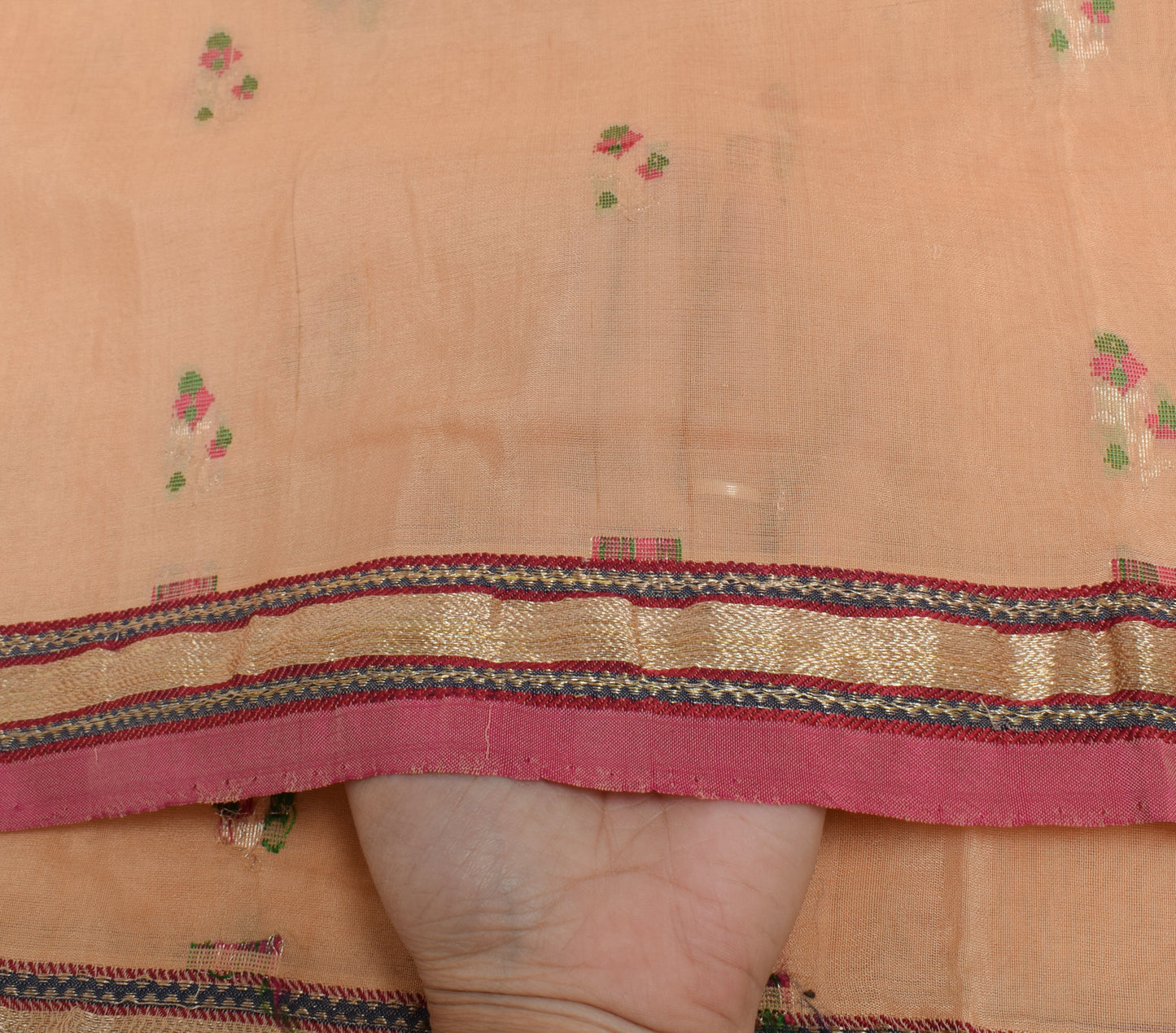 Sushila Vintage Peach Indian Dupatta 100% Pure Silk Woven Long Stole Scarves