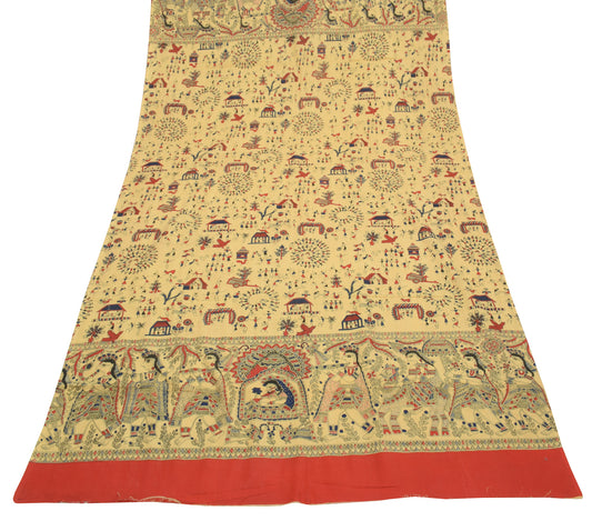 Sushila Vintage Cream Dupatta 100% Pure Cotton Bhagalpuri Printed Long Stole