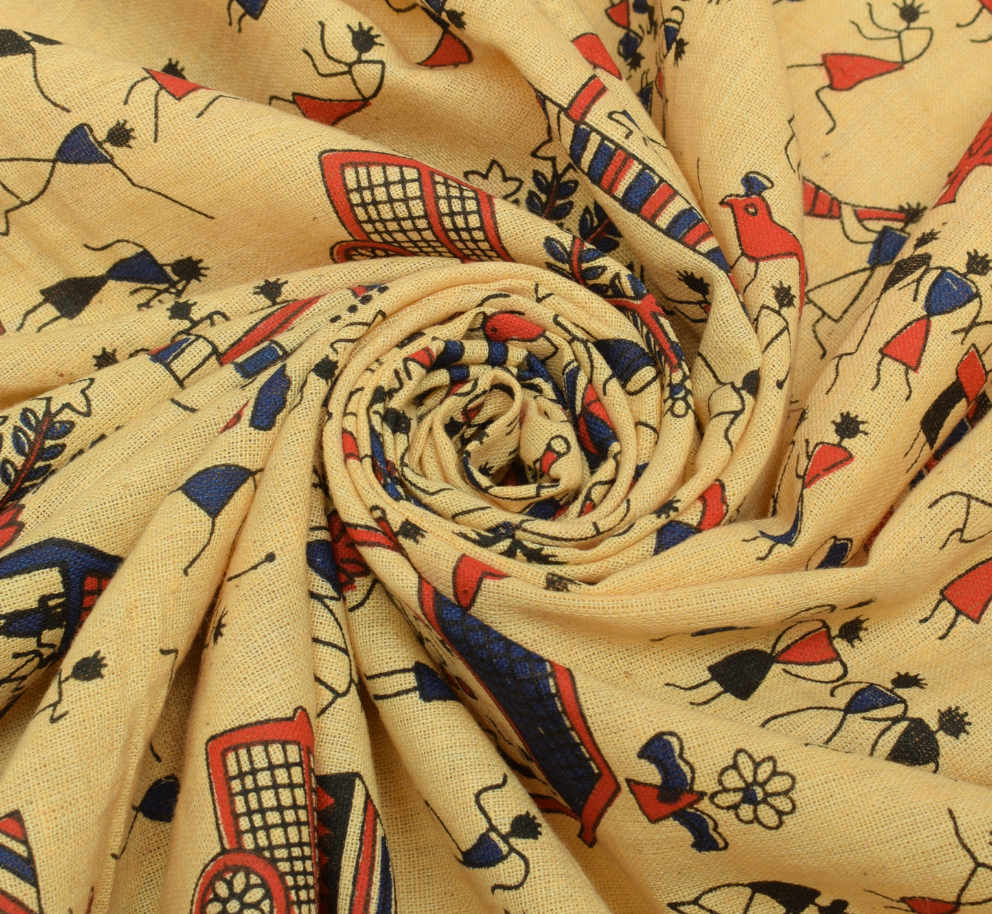 Sushila Vintage Cream Dupatta 100% Pure Cotton Bhagalpuri Printed Long Stole