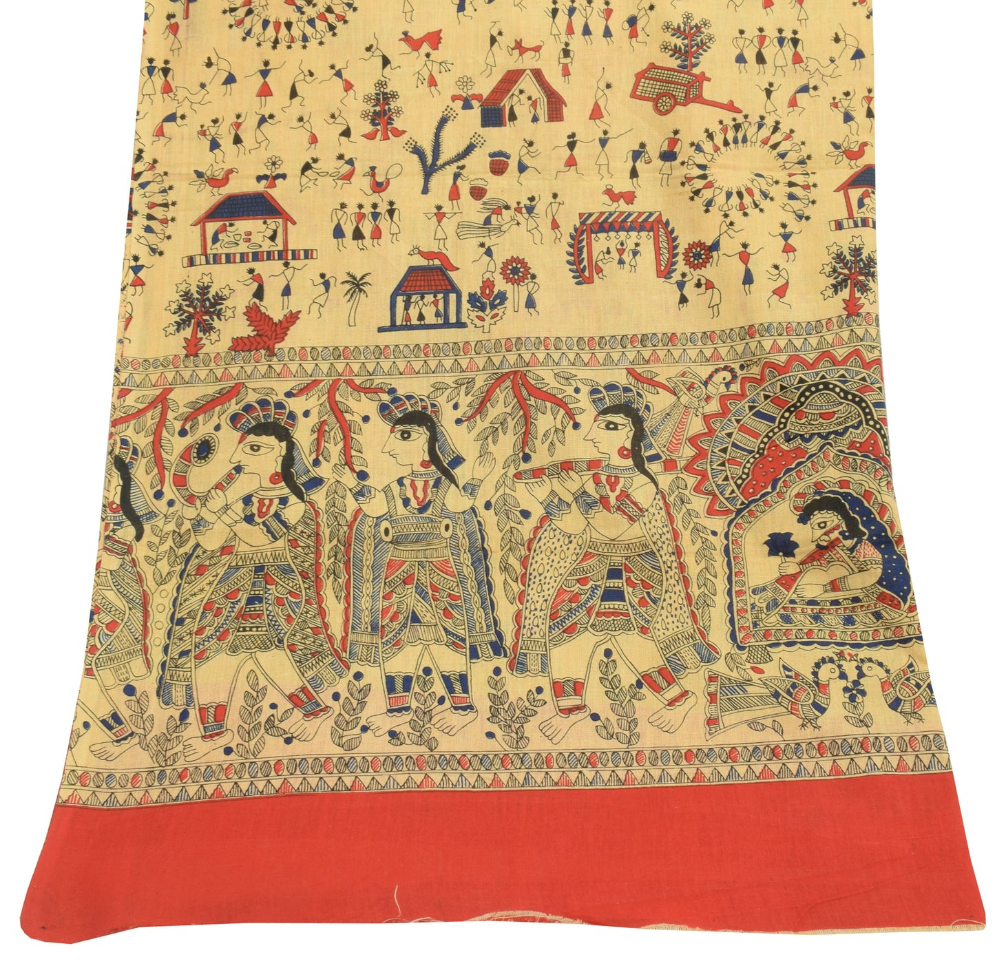 Sushila Vintage Cream Dupatta 100% Pure Cotton Bhagalpuri Printed Long Stole
