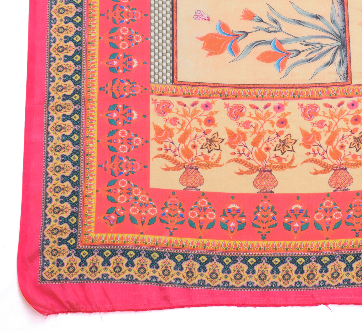 Sushila Vintage Peach Indian Dupatta Blend Silk Printed Long Stole Scarves