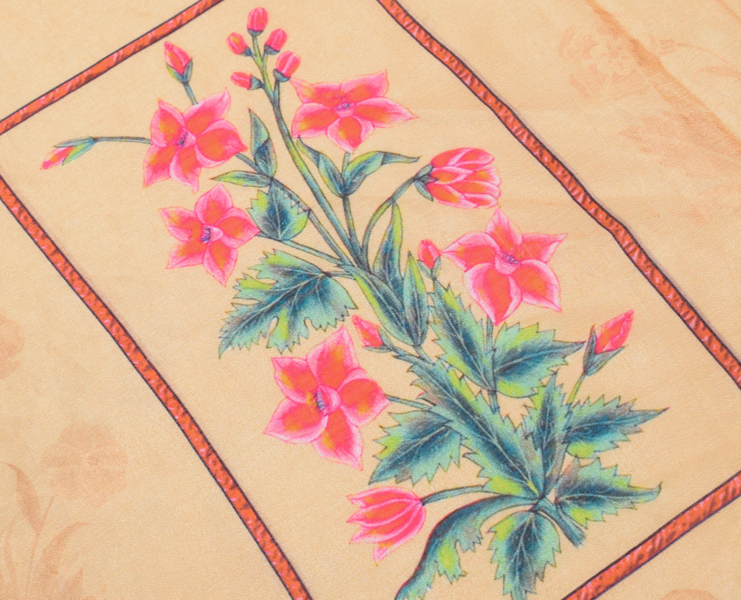Sushila Vintage Peach Indian Dupatta Blend Silk Printed Long Stole Scarves