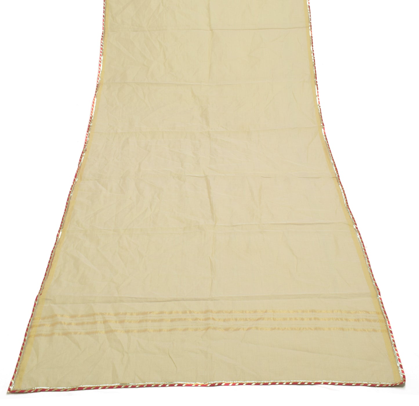 Sushila Vintage Cream Indian Dupatta Blend Tissue Silk Long Stole Scarves