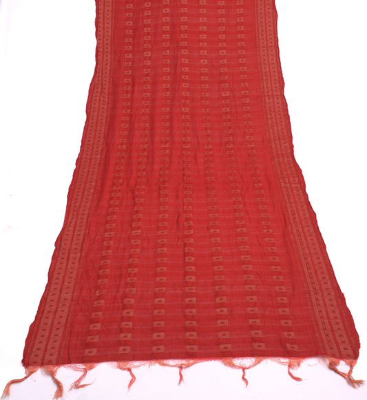 Sushila Vintage Red Indian Dupatta Blend Cotton Woven Long Stole Hijab Scarves