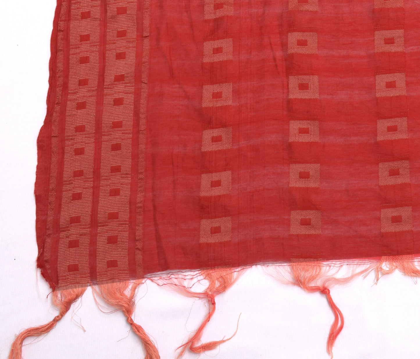 Sushila Vintage Red Indian Dupatta Blend Cotton Woven Long Stole Hijab Scarves