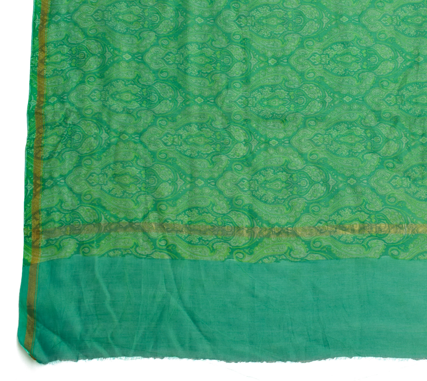 Sushila Vintage Green Indian Dupatta 100% Pure Cotton Printed Long Stole Hijab