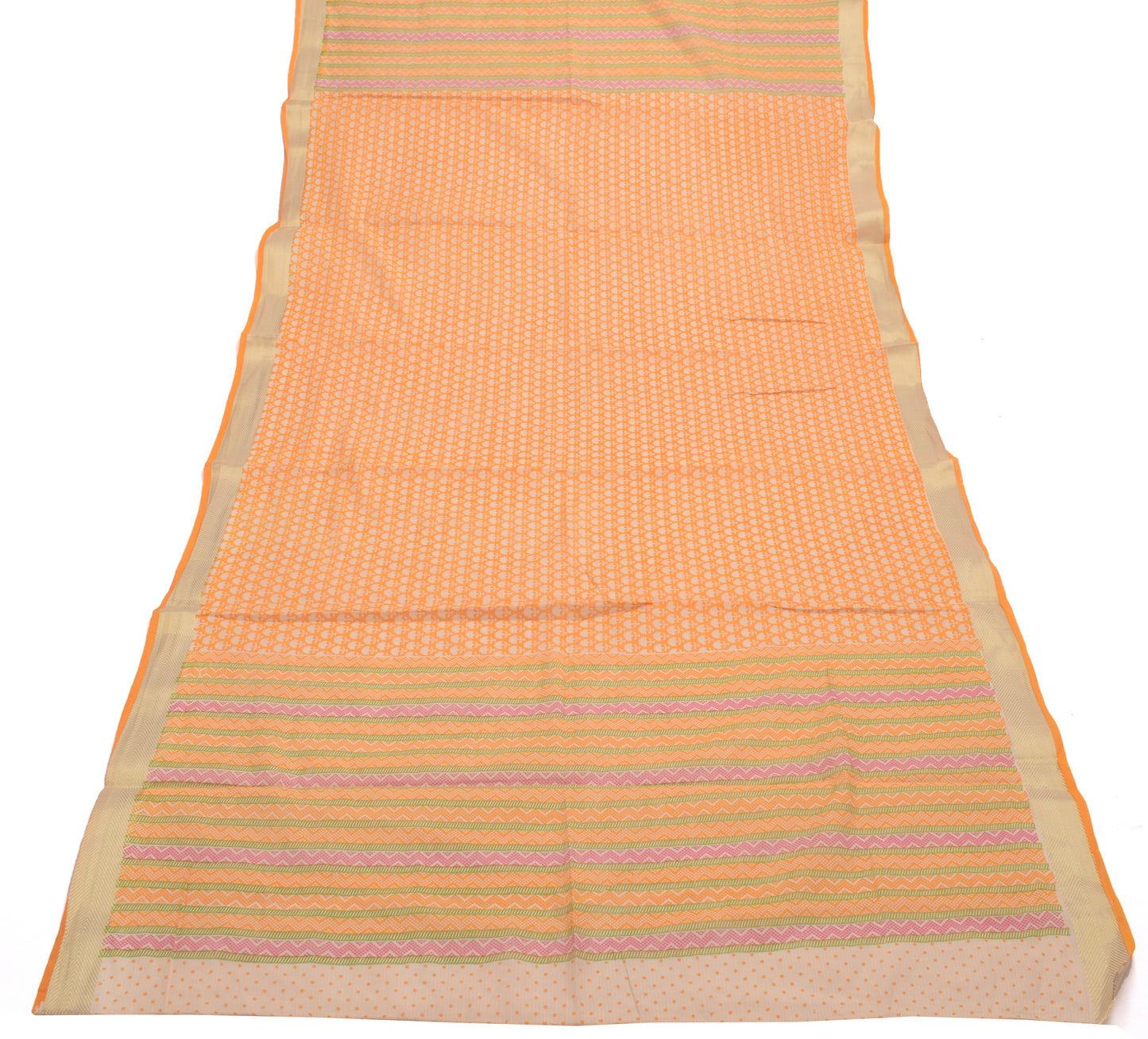 Sushila Vintage Light Orange Dupatta Blend Cotton Printed Long Stole Hijab