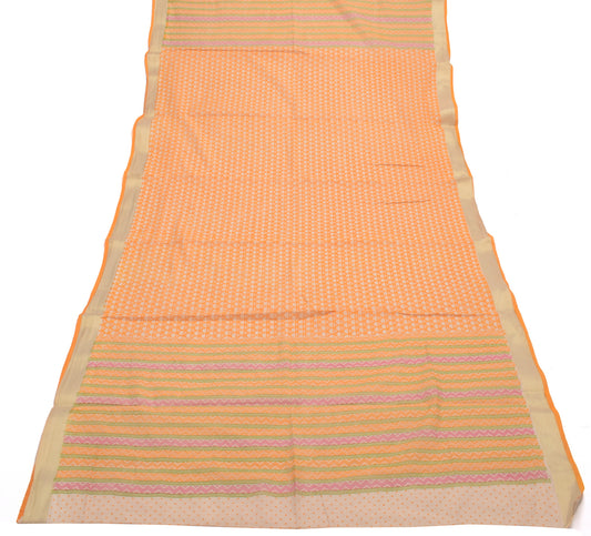 Sushila Vintage Light Orange Dupatta Blend Cotton Printed Long Stole Hijab