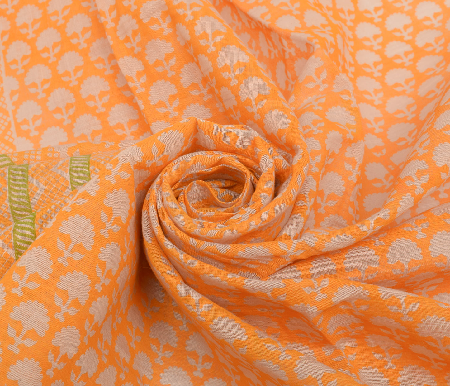 Sushila Vintage Light Orange Dupatta Blend Cotton Printed Long Stole Hijab