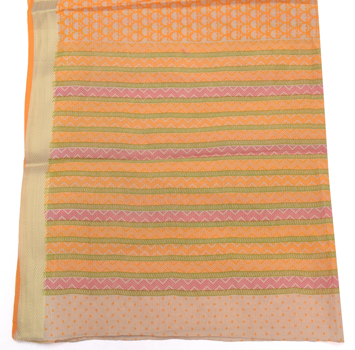 Sushila Vintage Light Orange Dupatta Blend Cotton Printed Long Stole Hijab