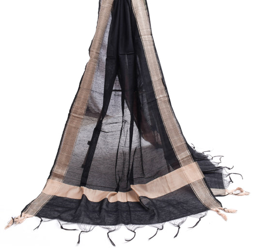 Sushila Vintage Indian Black Dupatta Blend Cotton Long Stole Wrap Scarves