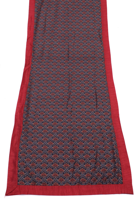 Sushila Vintage Dark Blue Indian Dupatta Blend Cotton Printed Long Stole Hijab