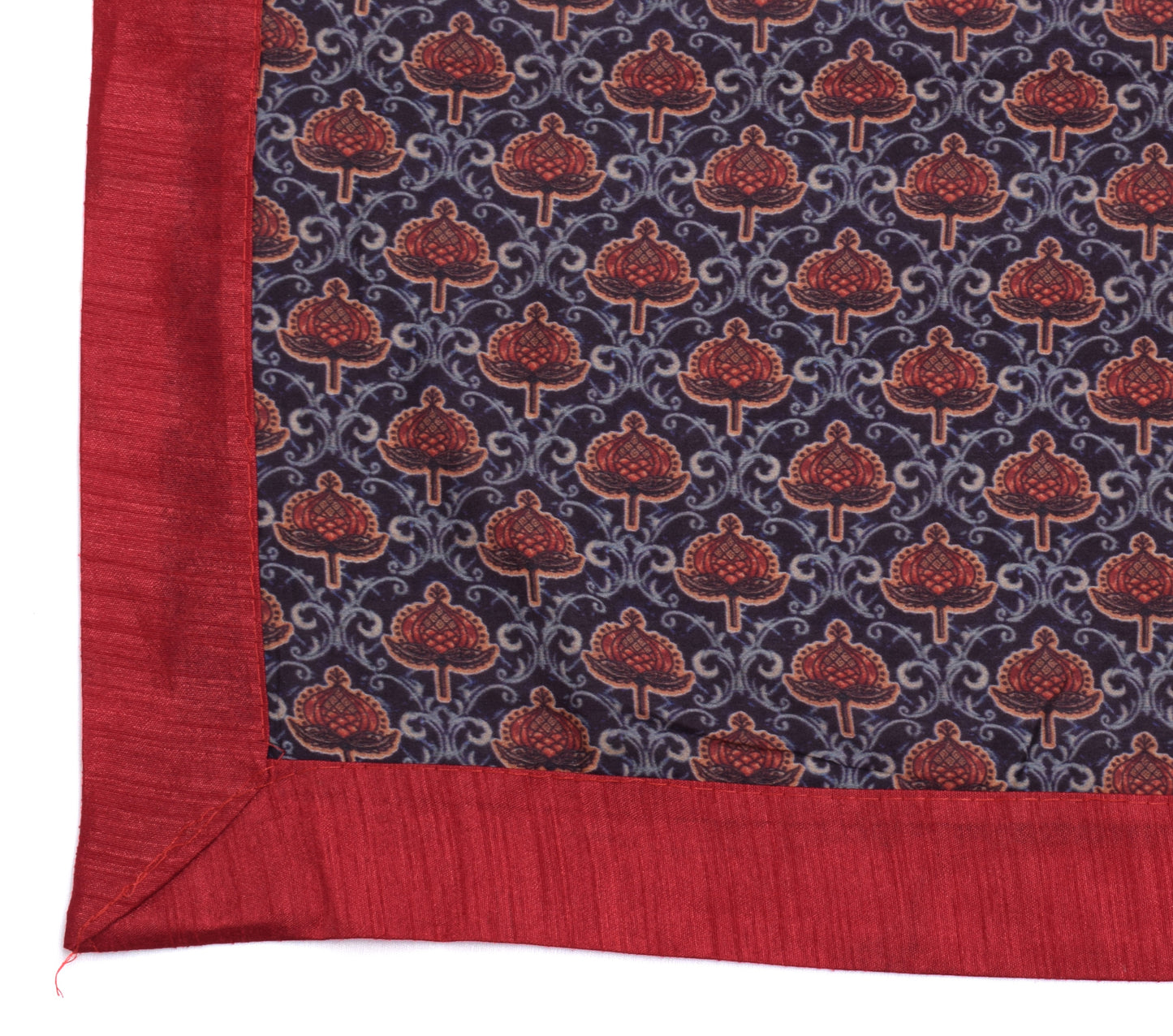 Sushila Vintage Dark Blue Indian Dupatta Blend Cotton Printed Long Stole Hijab