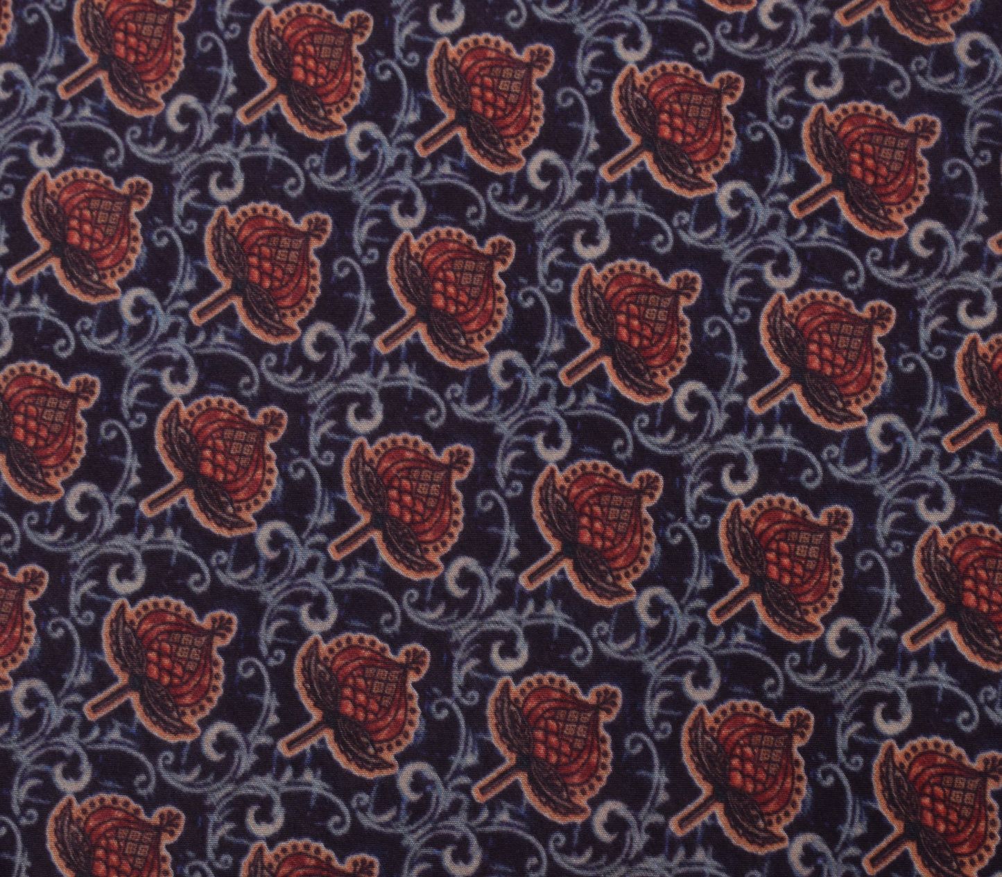 Sushila Vintage Dark Blue Indian Dupatta Blend Cotton Printed Long Stole Hijab