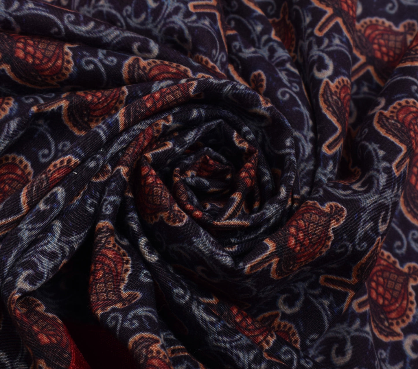 Sushila Vintage Dark Blue Indian Dupatta Blend Cotton Printed Long Stole Hijab