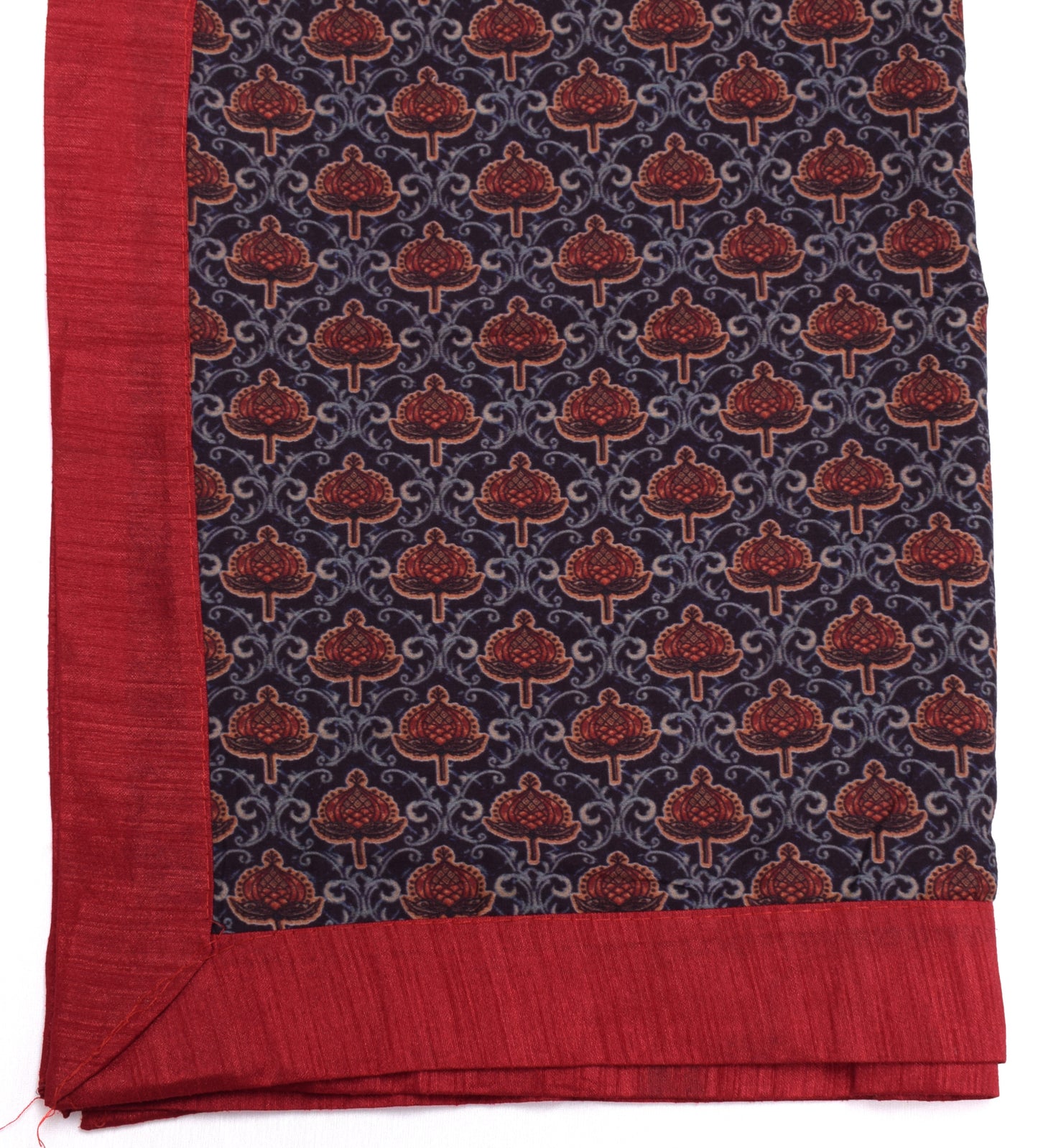 Sushila Vintage Dark Blue Indian Dupatta Blend Cotton Printed Long Stole Hijab