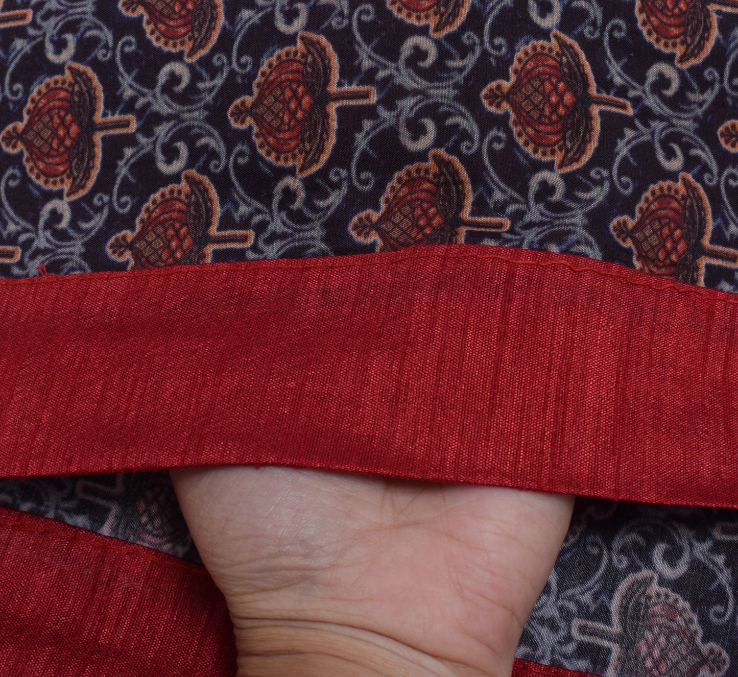 Sushila Vintage Dark Blue Indian Dupatta Blend Cotton Printed Long Stole Hijab