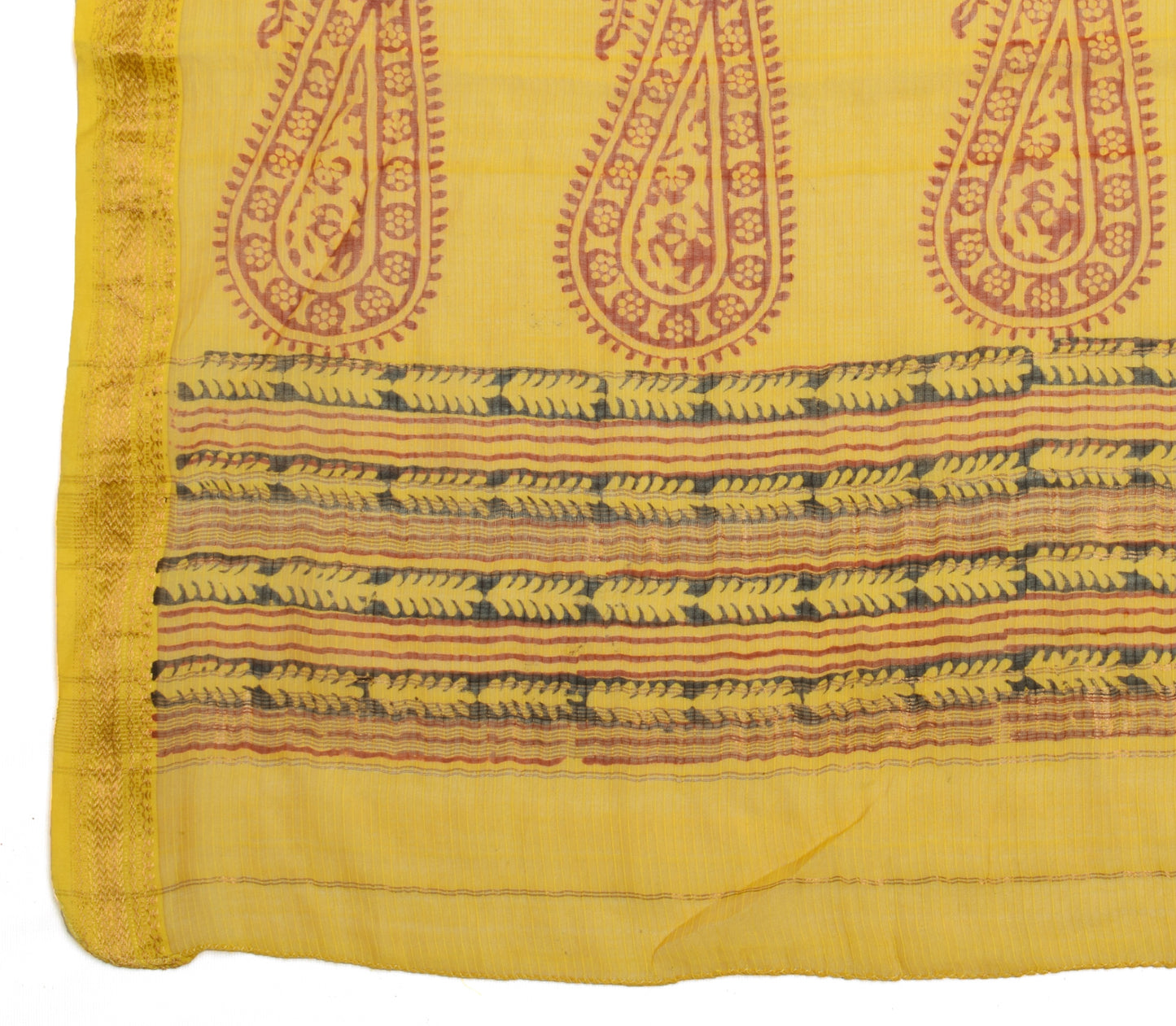 Sushila Vintage Mustard Indian Dupatta 100% Pure Cotton Printed Long Stole Hijab