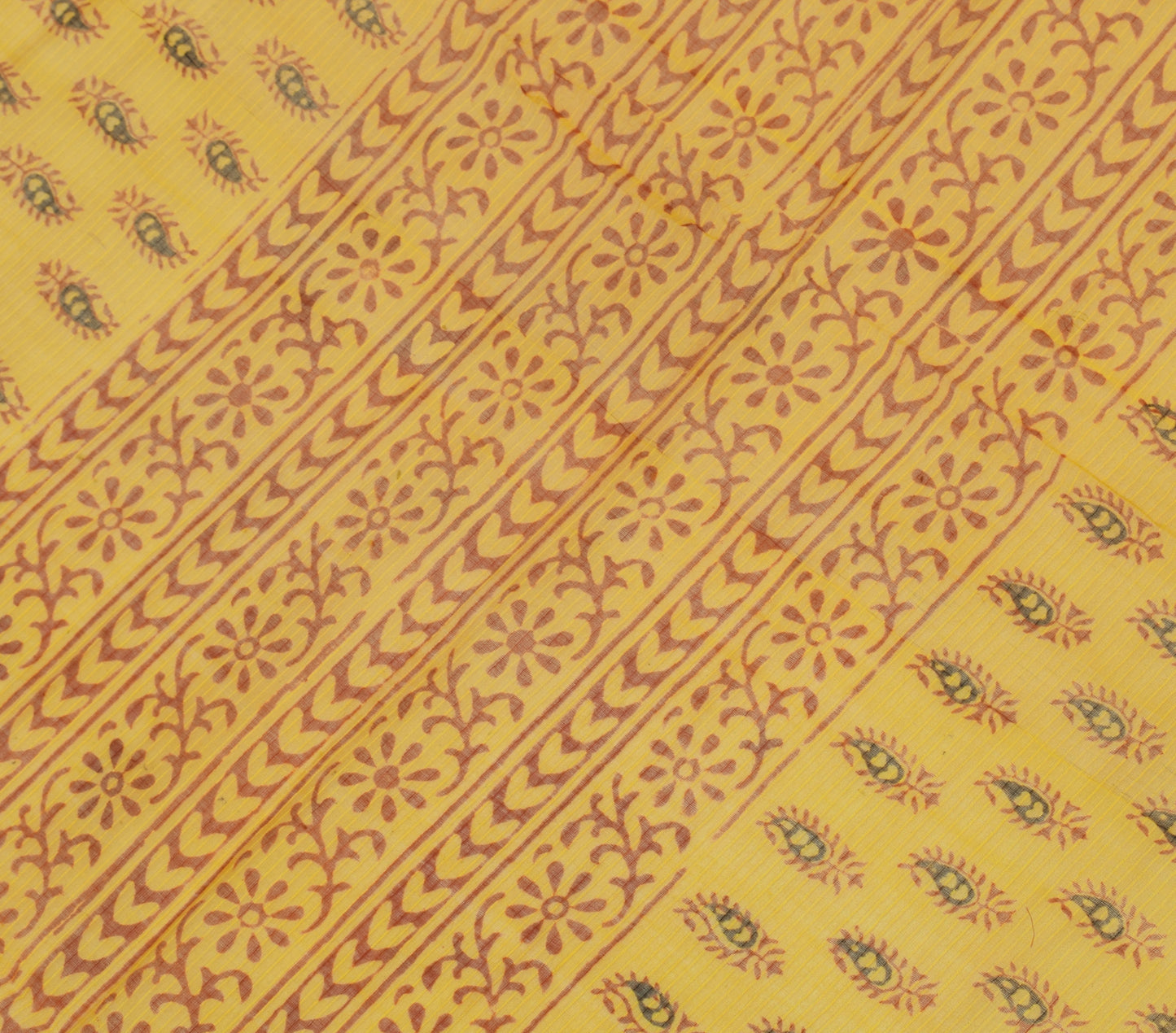 Sushila Vintage Mustard Indian Dupatta 100% Pure Cotton Printed Long Stole Hijab