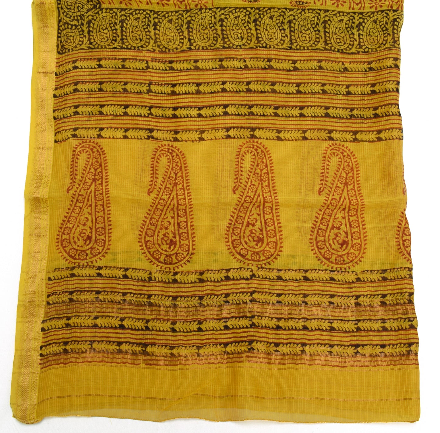 Sushila Vintage Mustard Indian Dupatta 100% Pure Cotton Printed Long Stole Hijab
