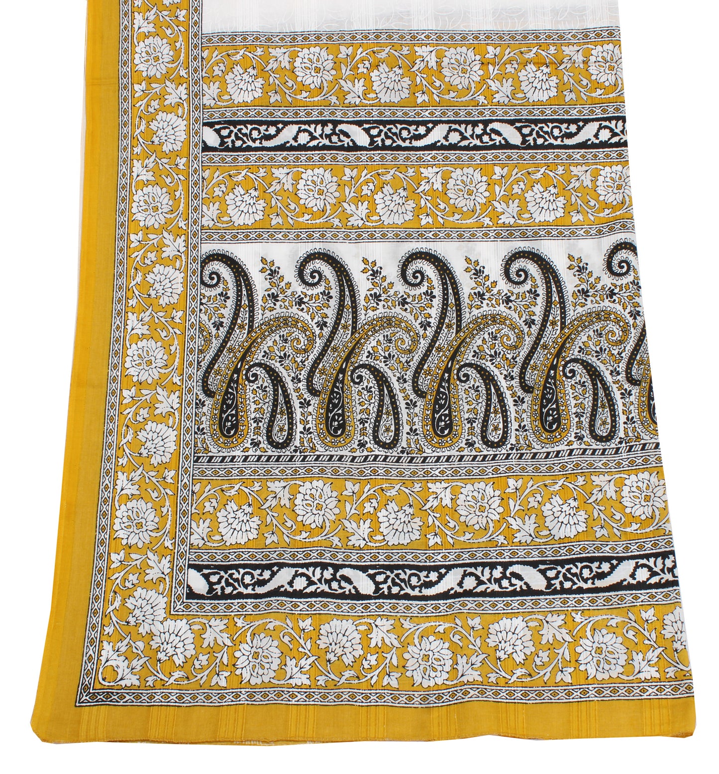 Sushila Vintage White Indian Dupatta Pure Cotton Printed Long Stole Veil Scarves