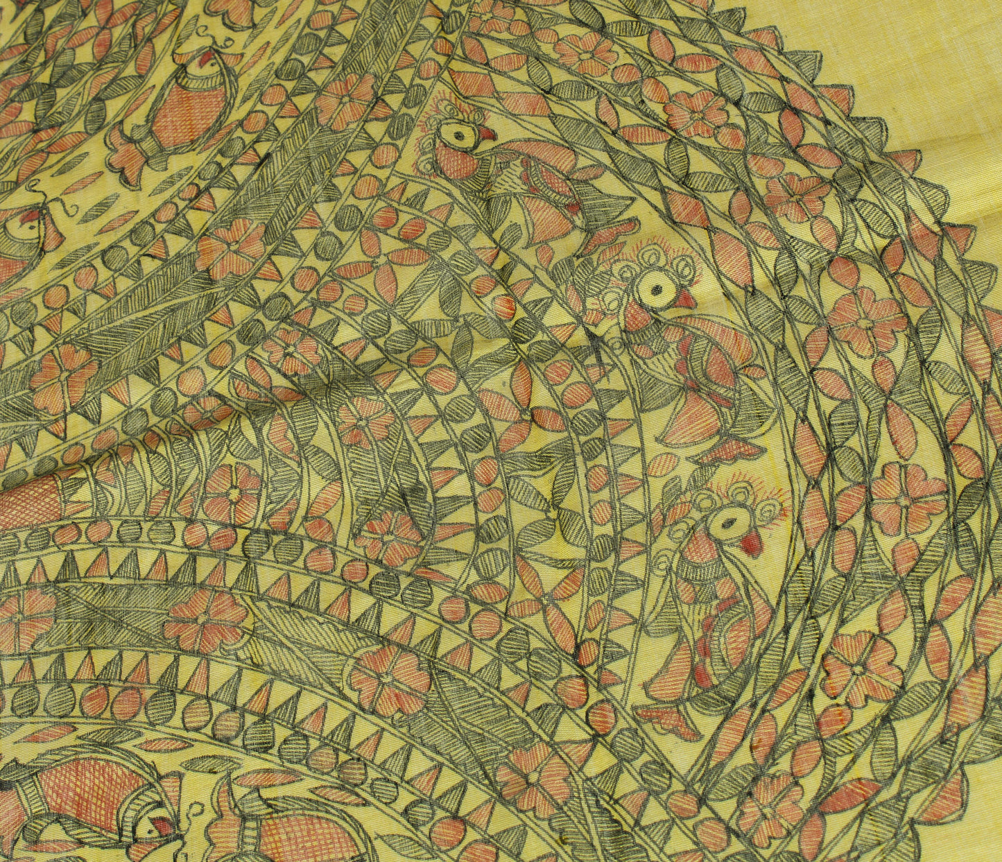 Sushila Vintage Green Dupatta Pure Cotton Madhubani Printed Long Stole Hijab